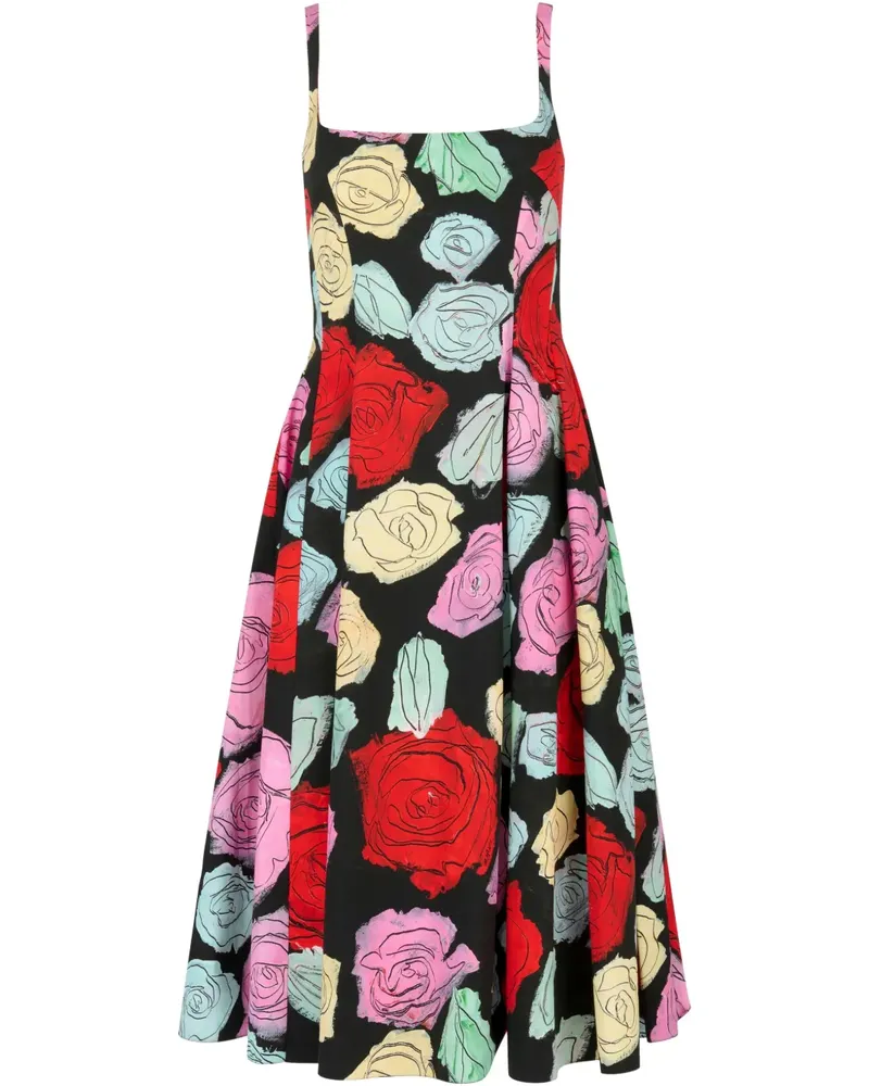 Marni Kleid in A-Linie mit Blumen-Print - Schwarz Schwarz