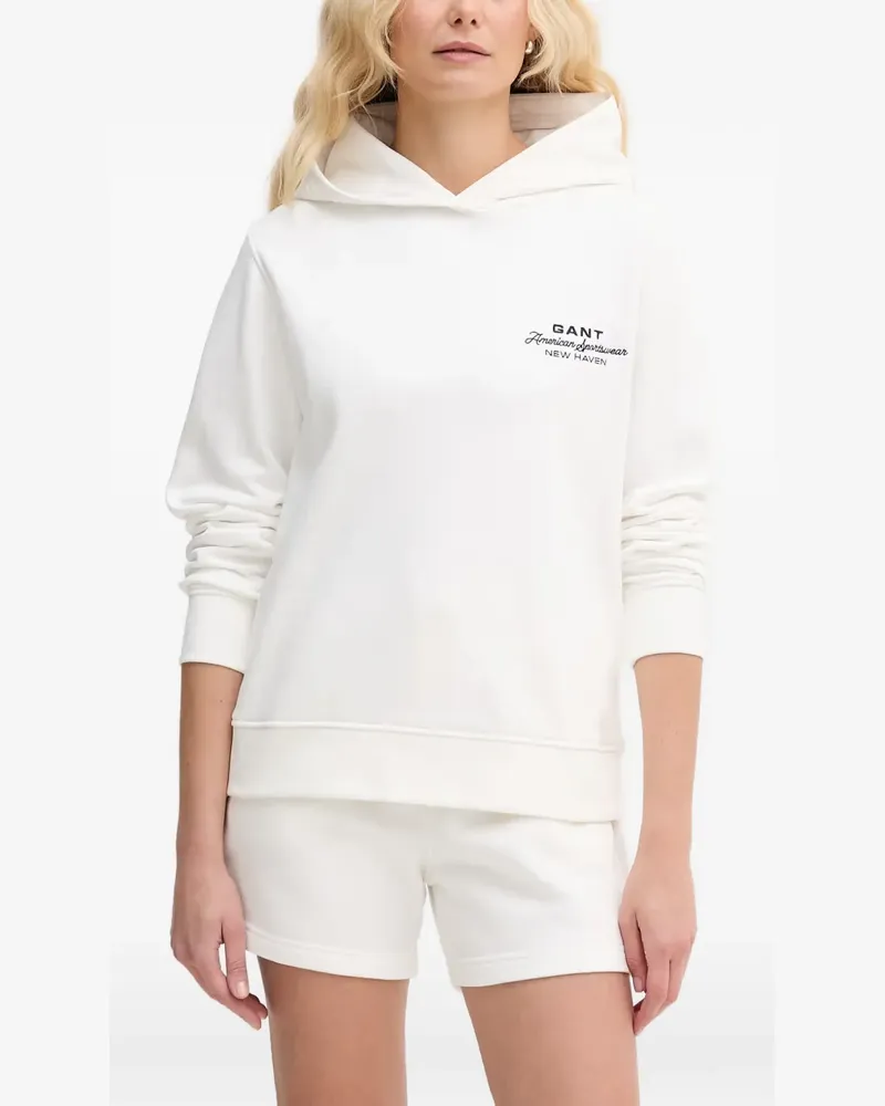 Gant logo-embroidered hoodie - Weiß Weiß