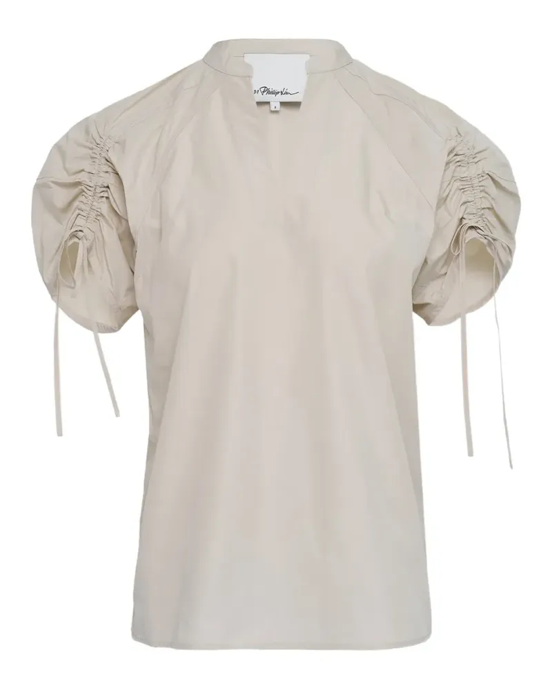 3.1 phillip lim Gerafftes Oberteil mit V-Ausschnitt - Nude Nude