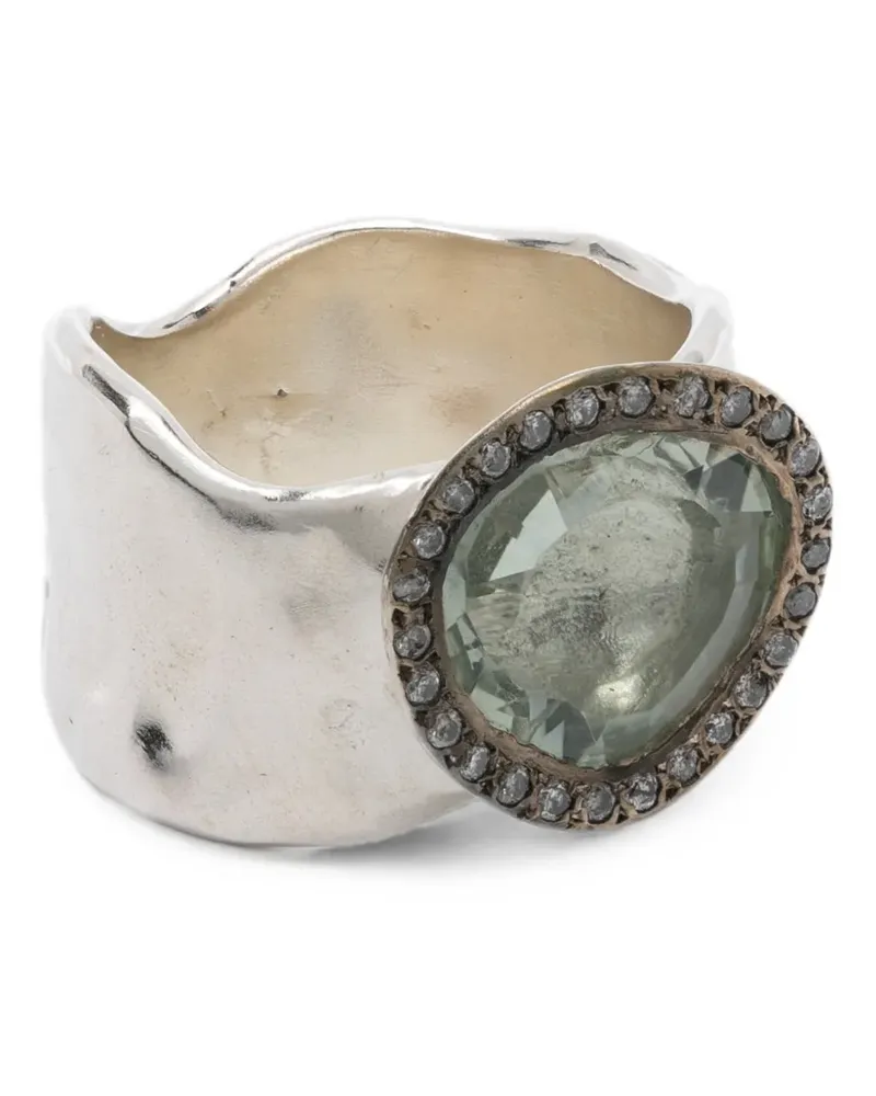 Rosa Maria prasolite and diamond-embellishment ring - Silber Silber