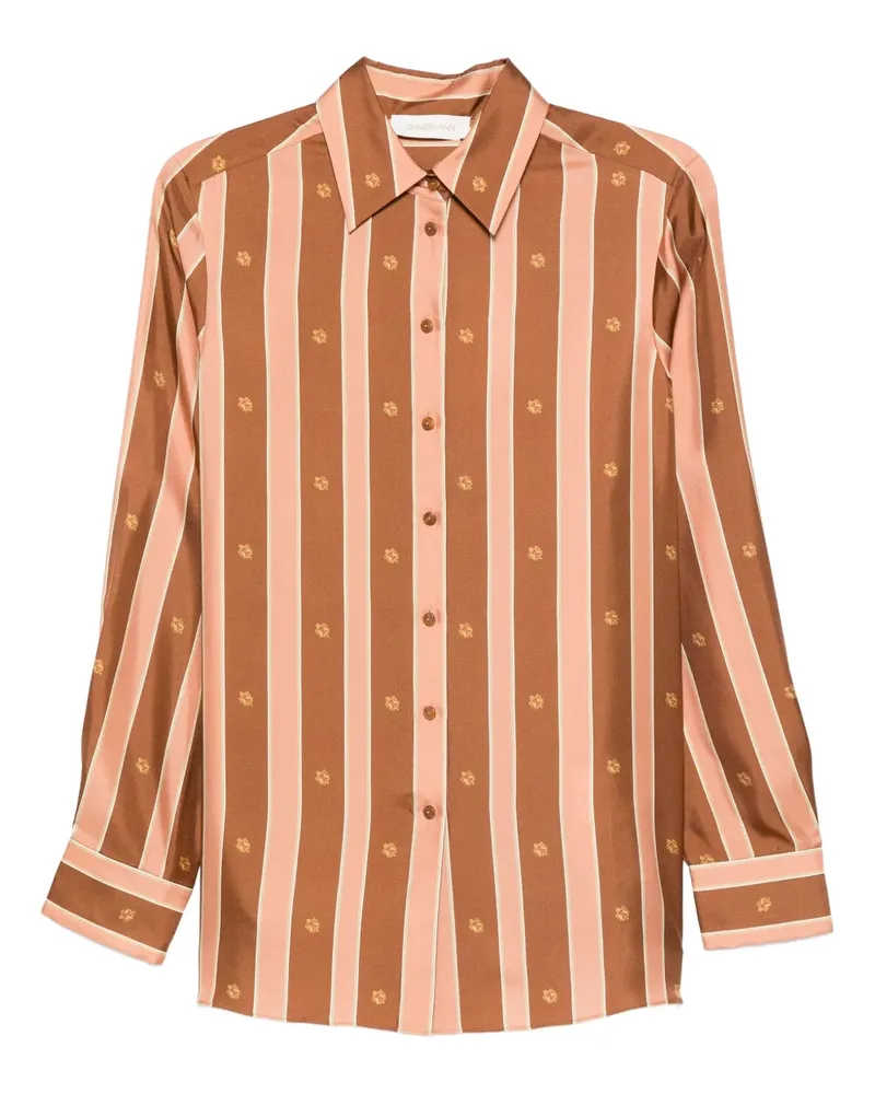 Zimmermann Gestreiftes Hemd mit Blumen-Print - Orange Orange