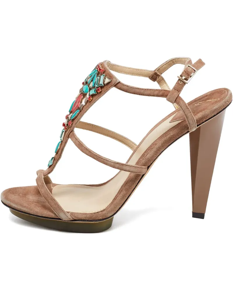 Brian Atwood Verzierte Sandalen aus Wildleder - Braun Braun