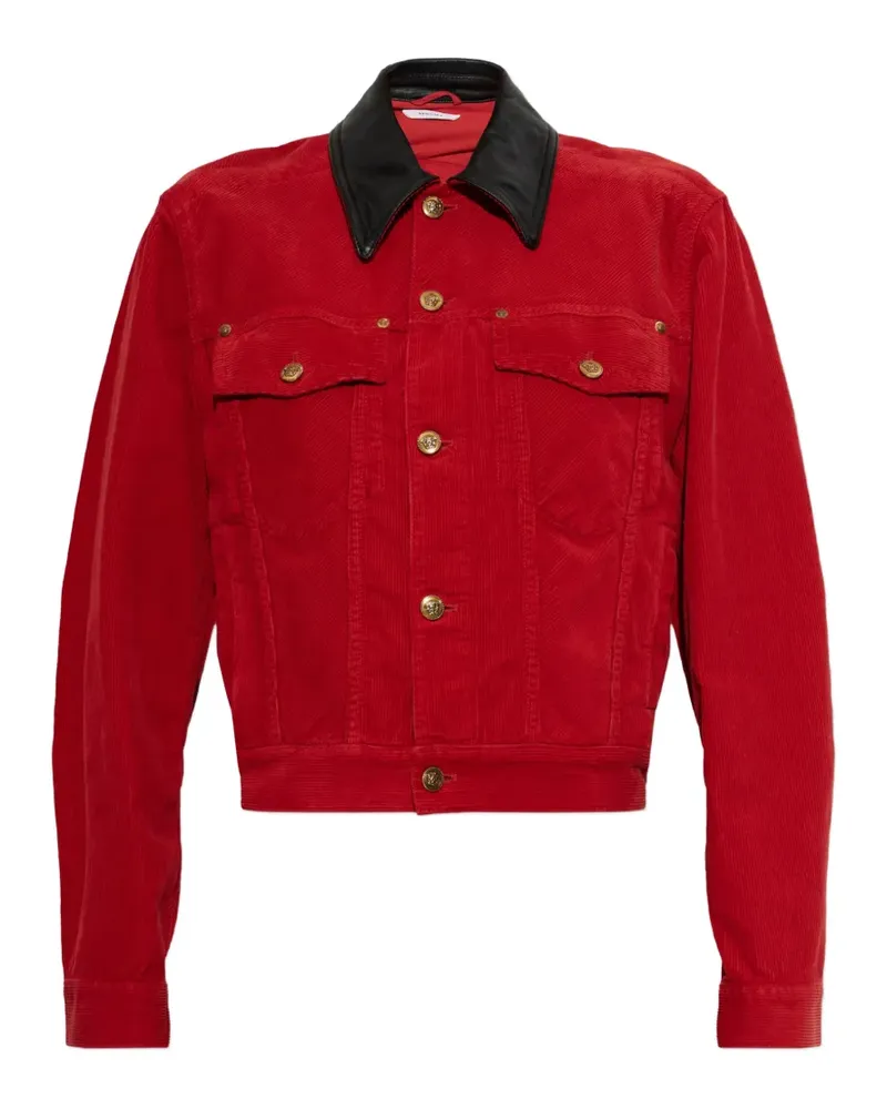 Versace Cordjacke mit Lederkragen - Rot Rot