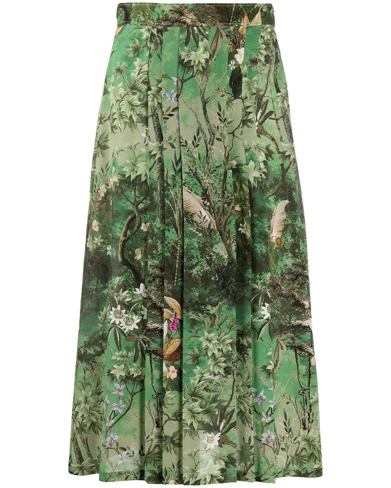Alberta Ferretti Faltenrock mit Blumen-Print - Grün Grün