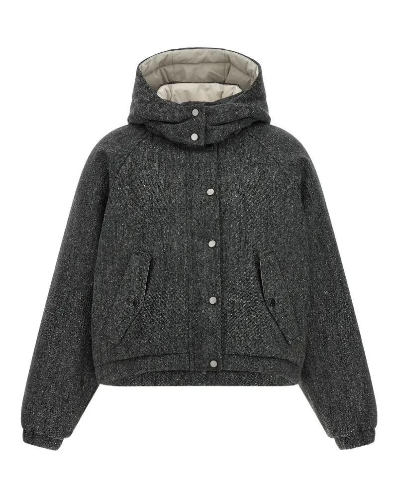 Brunello Cucinelli hooded tweed padded jacket - Grau Grau