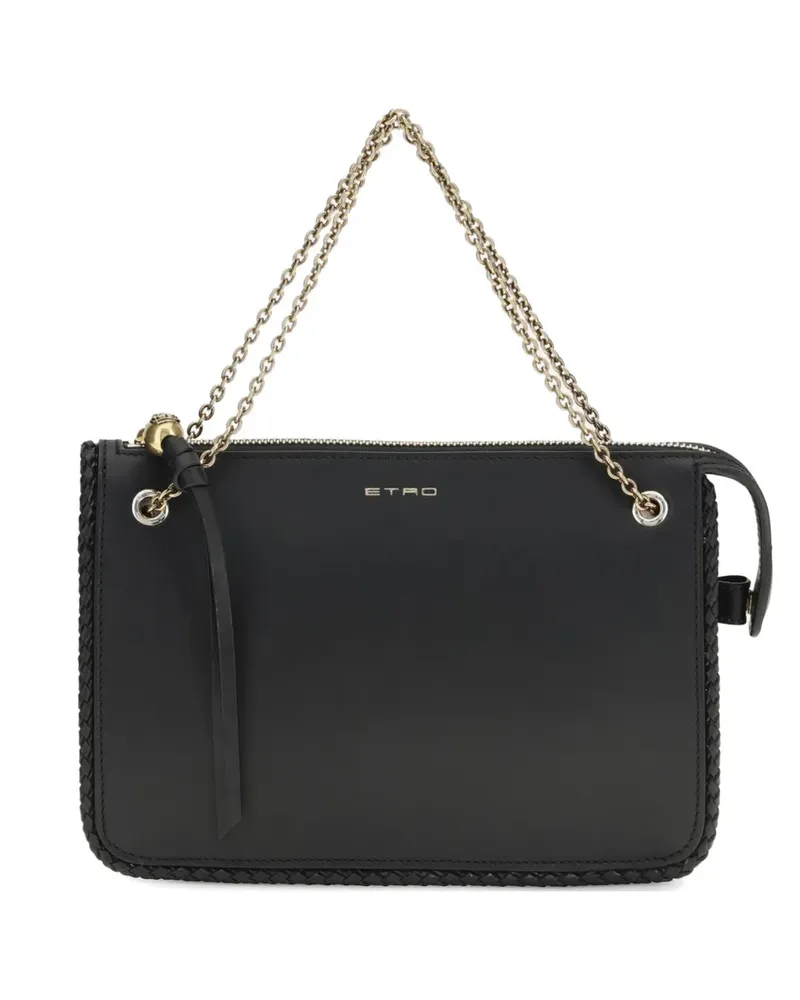 Etro braided-trim leather crossbody bag - Schwarz Schwarz