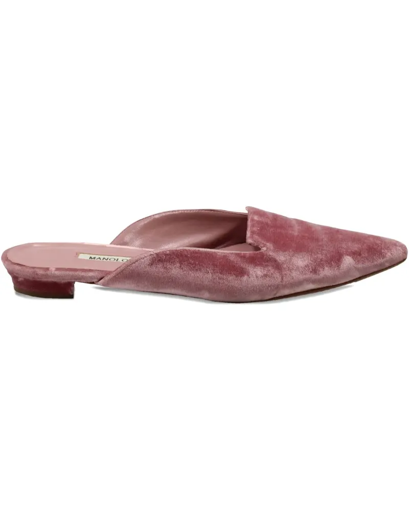 Manolo Blahnik pointed-toe velvet mules - Rosa Rosa