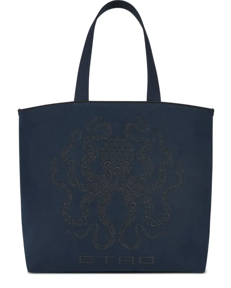 Etro Tote Bag mit Octopus-Stickerei - Blau Blau