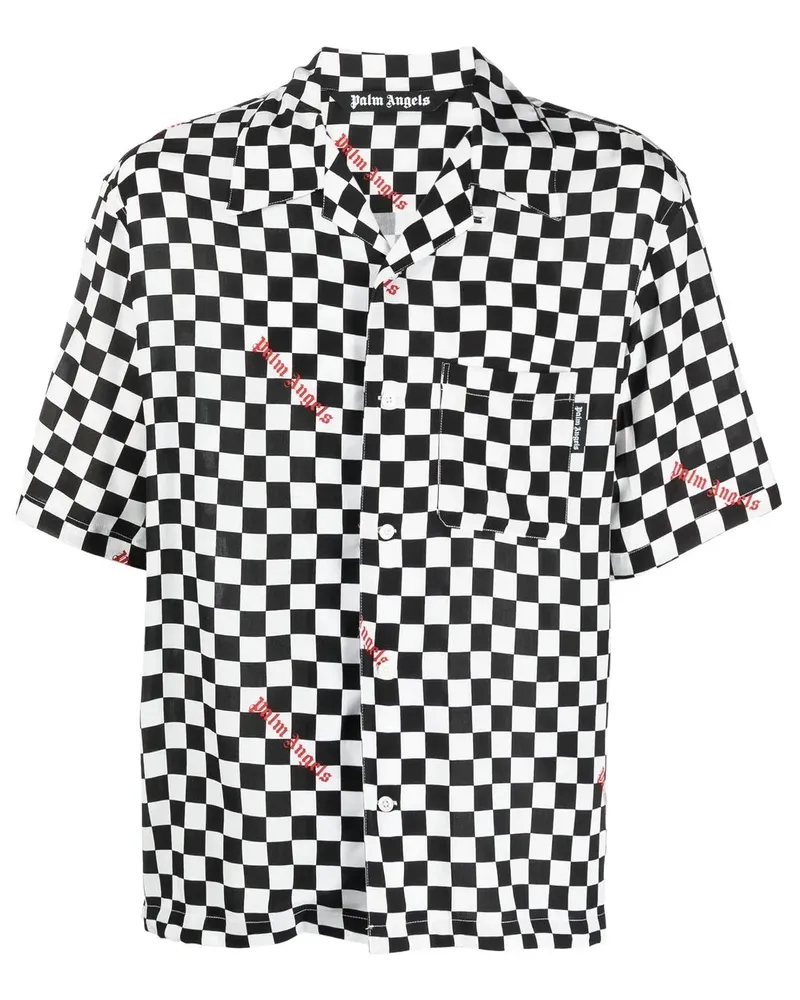 Palm Angels Bowlinghemd mit Schachbrettmuster - Schwarz Schwarz
