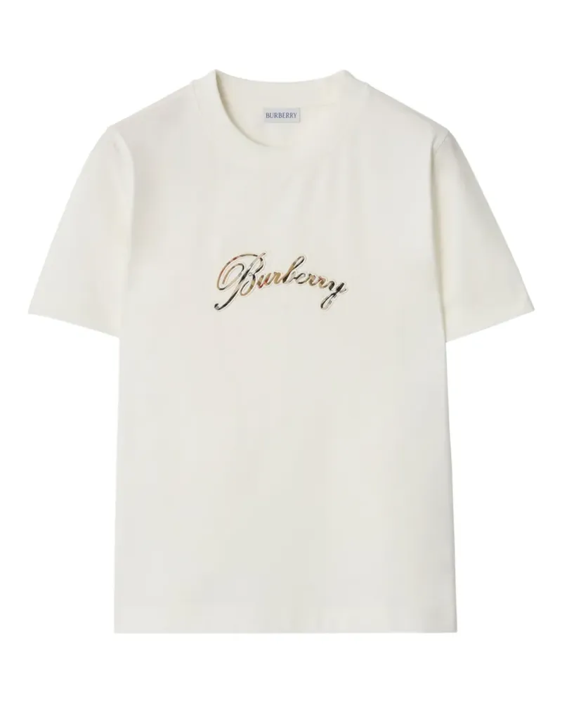 Burberry T-Shirt mit Cursive-Logo - Weiß Weiß