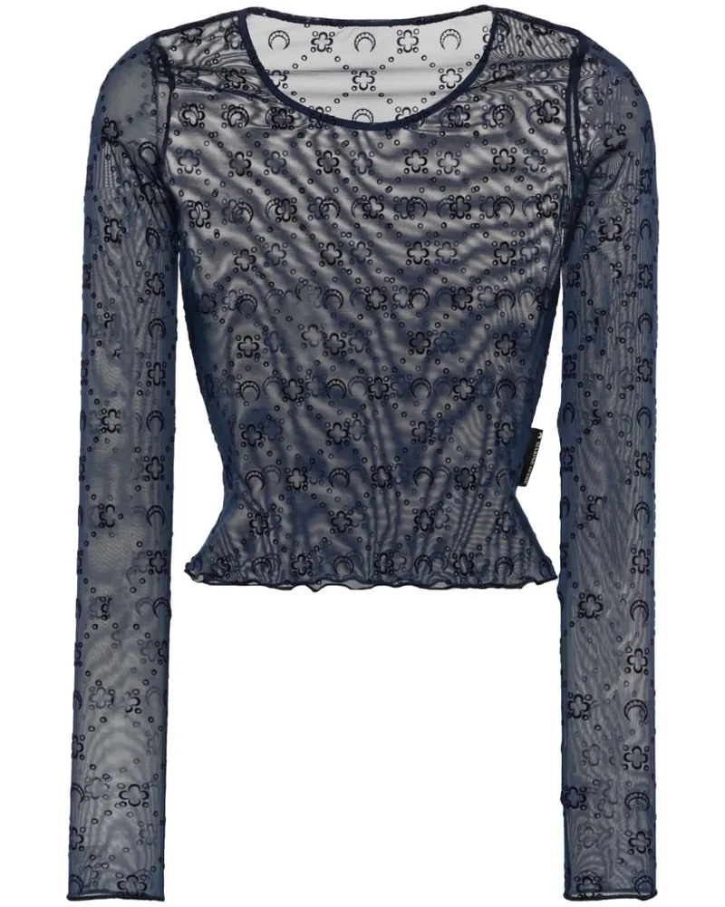 Marine Serre Langarmshirt aus Mesh mit Monogramm - Blau Blau