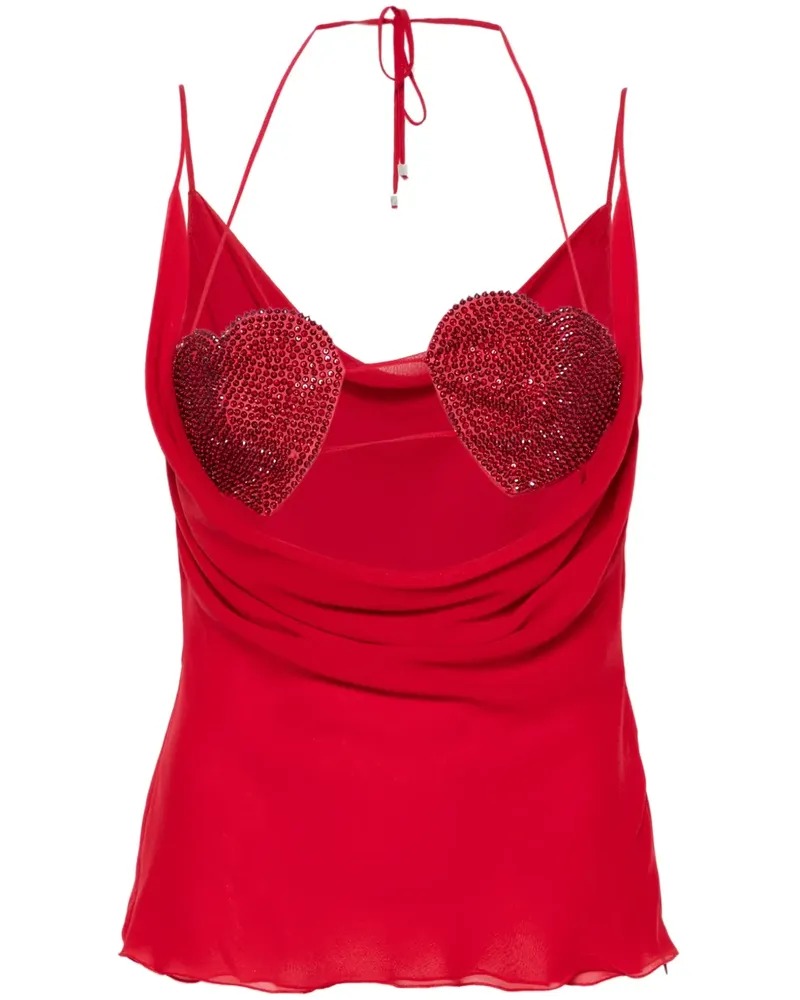 Blumarine Georgette-Top mit Strassverzierung - Rot Rot