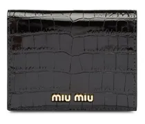 Miu Miu Portemonnaie mit Kroko-Effekt Schwarz
