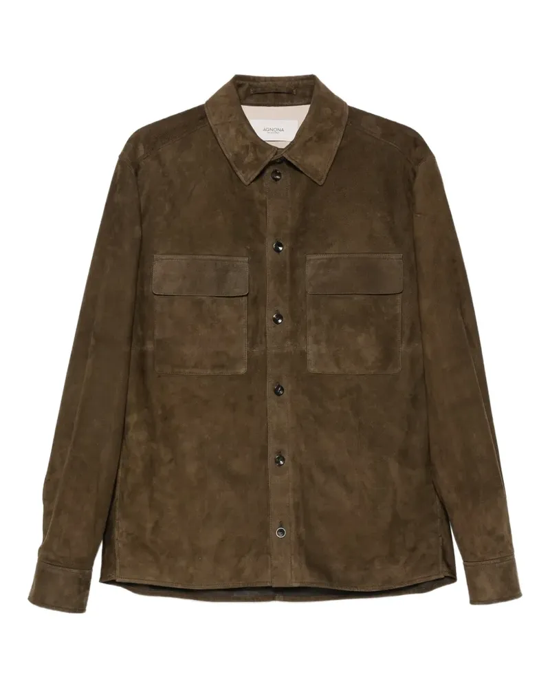 AGNONA Jacke mit Wildledereinsätzen - Braun Braun