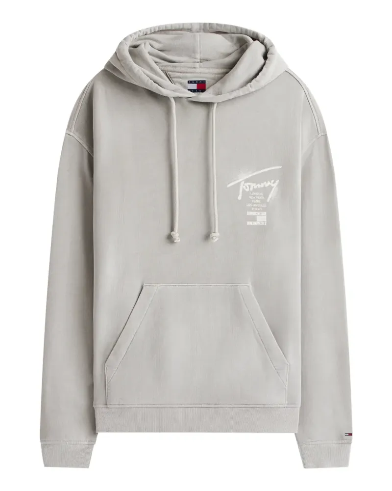 Tommy Hilfiger Signature back-logo washed hoodie - Grau Grau