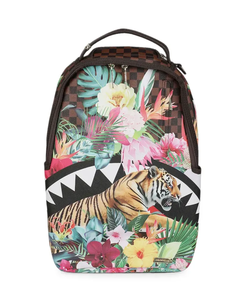 Sprayground Savage Bloom Shark Mouth Rucksack mit Blumenprint - Braun Braun