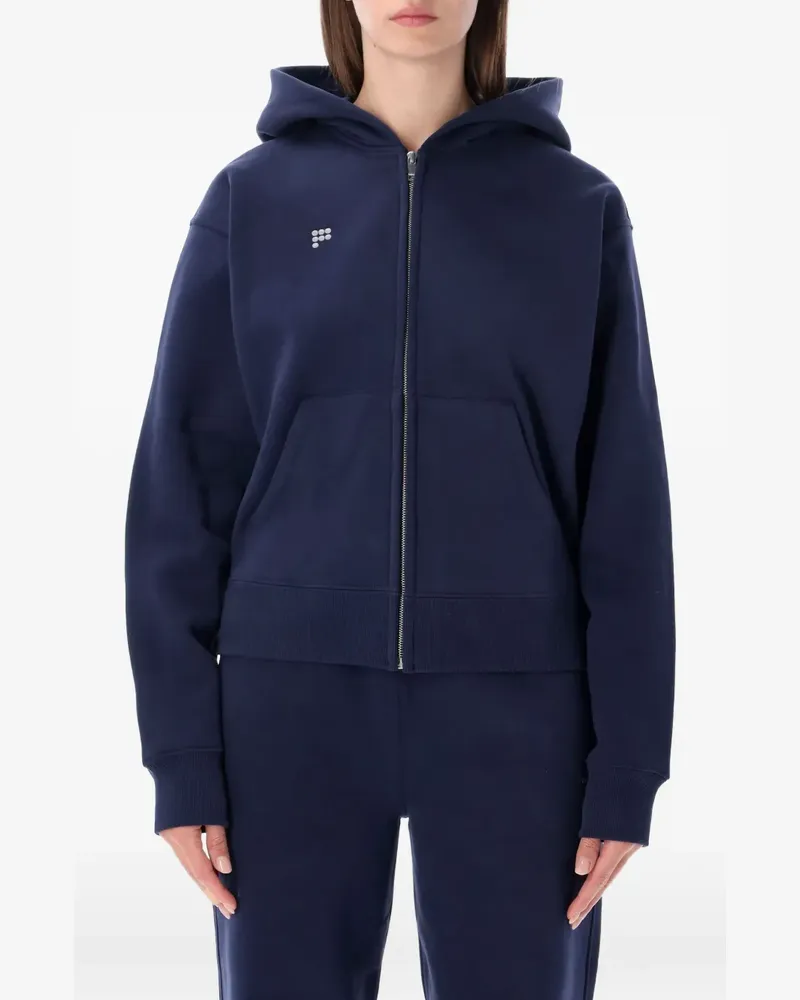 PANGAIA logo-print zip-up hoodie - Blau Blau