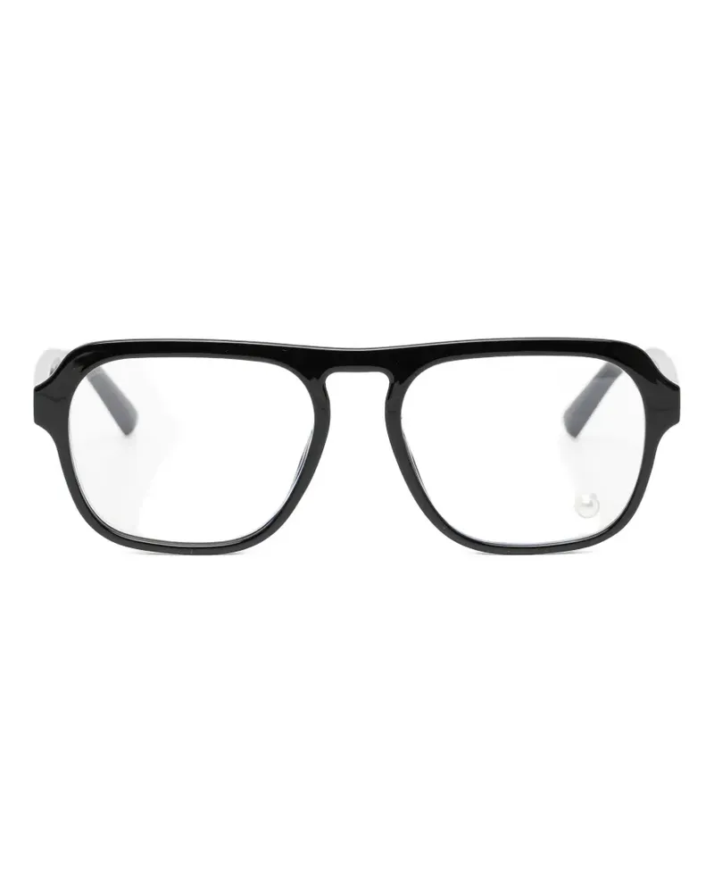 KIMHEKIM pearl-embellished rectangle-frame glasses - Schwarz Schwarz