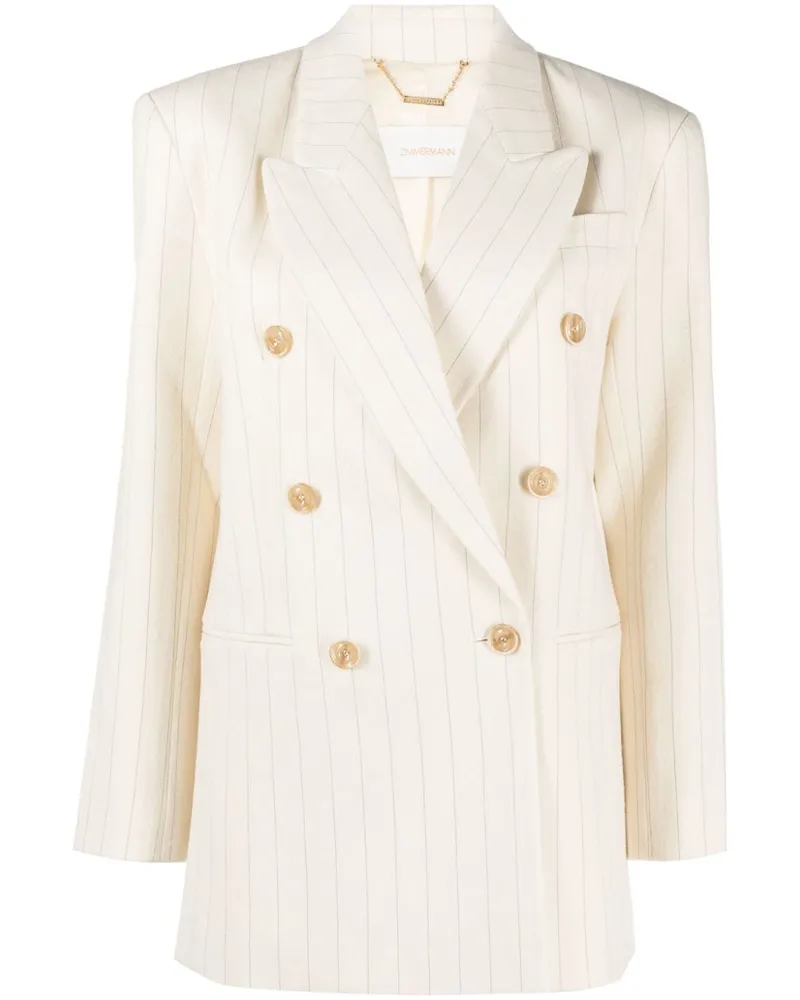 Zimmermann Doppelreihiger Nadelstreifenblazer - Nude Nude