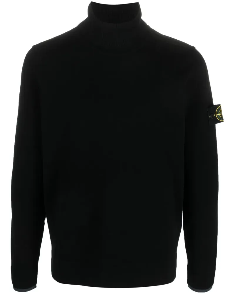 Stone Island Rollkragenpullover mit Kompass - Schwarz Schwarz