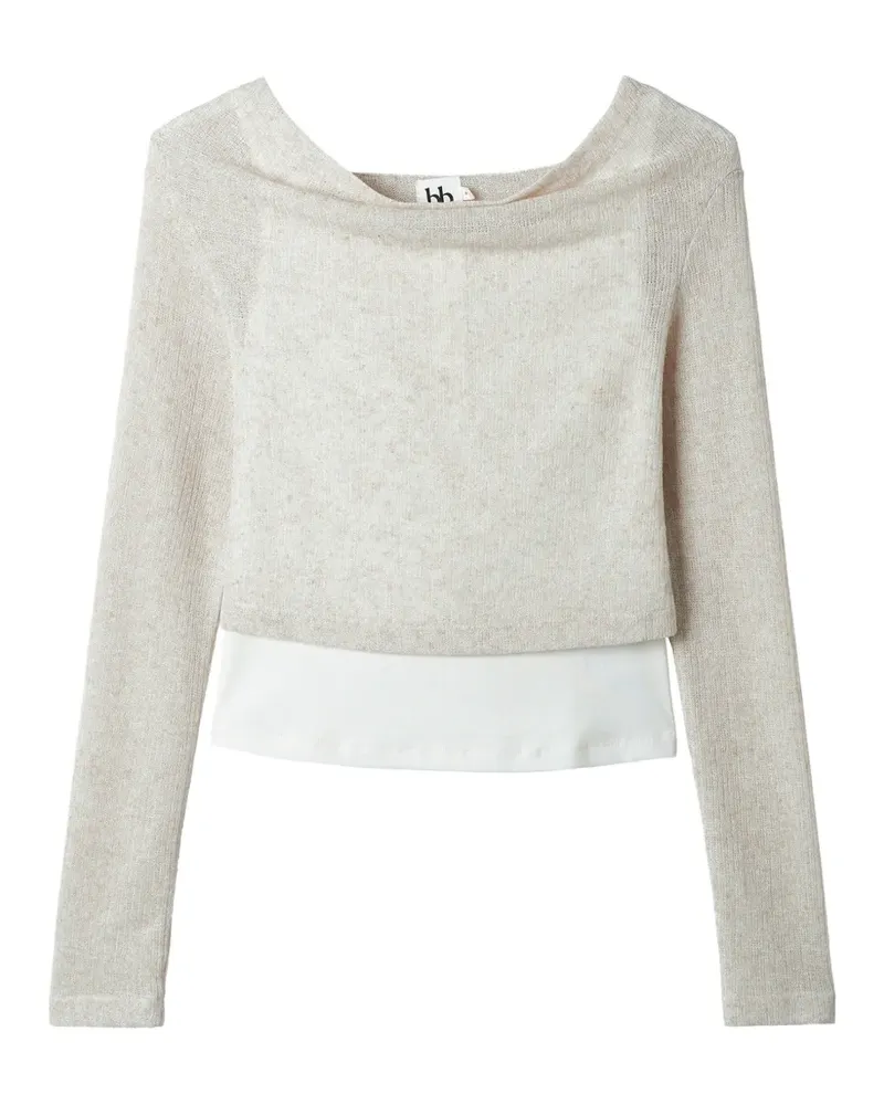 b+ab Drapiertes Kapuzenoberteil - Nude Nude