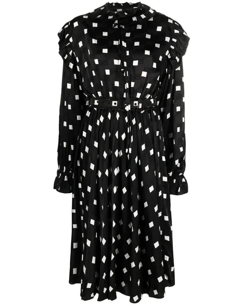 Balenciaga Midikleid mit Print - Schwarz Schwarz