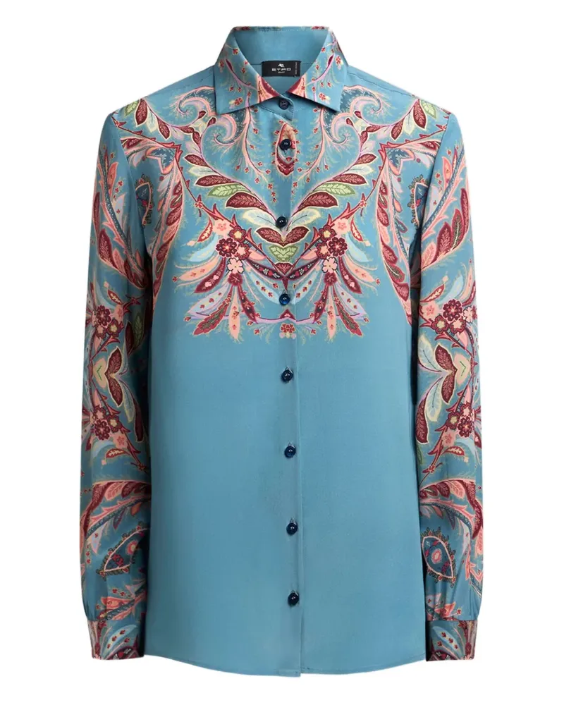 Etro Hemd aus Seide mit Paisley-Print - Blau Blau