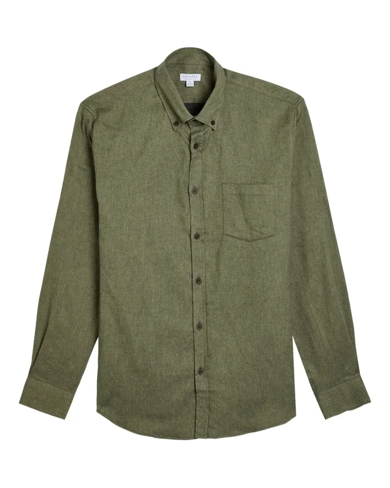 Sunspel Hemd mit Brusttaschen - Grün Grün