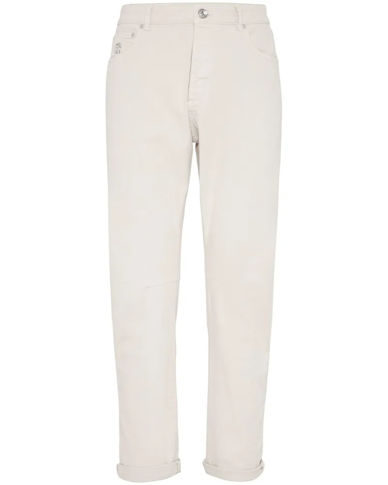 Brunello Cucinelli Halbhohe Straight-Leg-Jeans - Nude Nude
