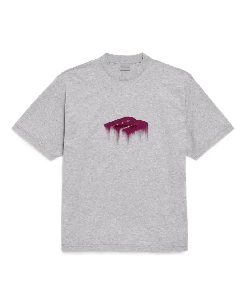 Balenciaga Wet Brush T-Shirt mit Logo - Grau Grau