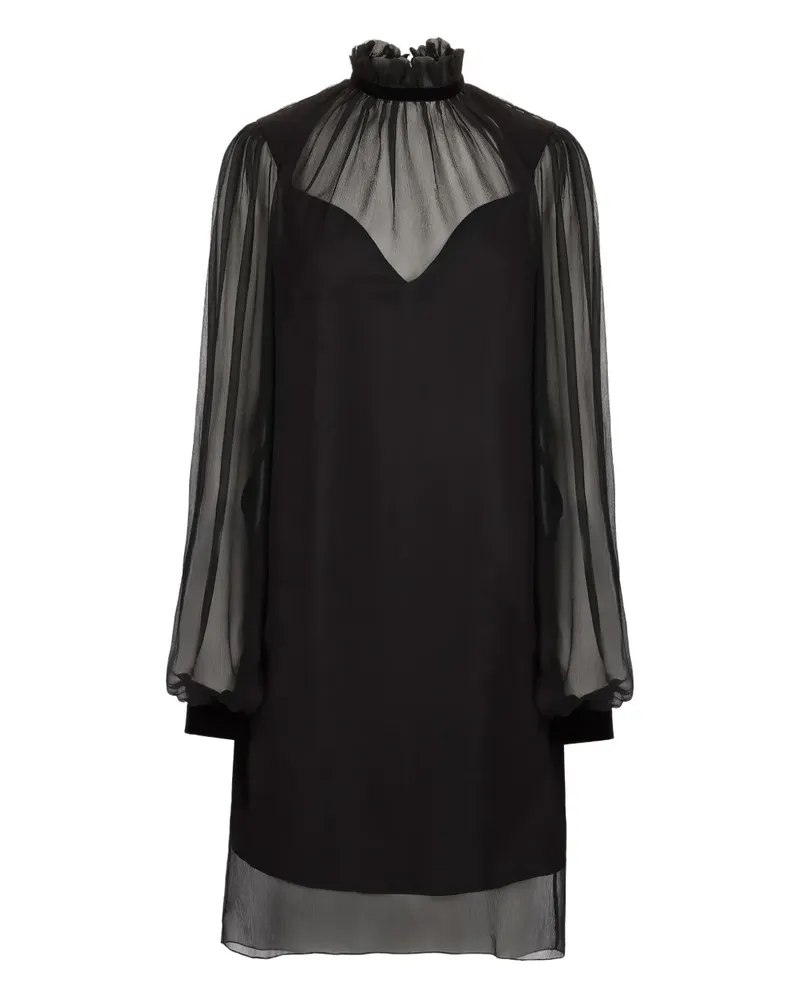 Nina Ricci Stehkragen-Minikleid mit weiten Ärmeln - Schwarz Schwarz