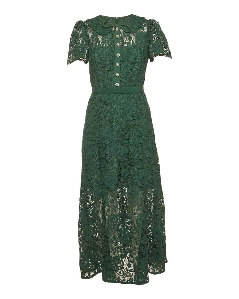Self-Portrait floral-lace dress - Grün Grün
