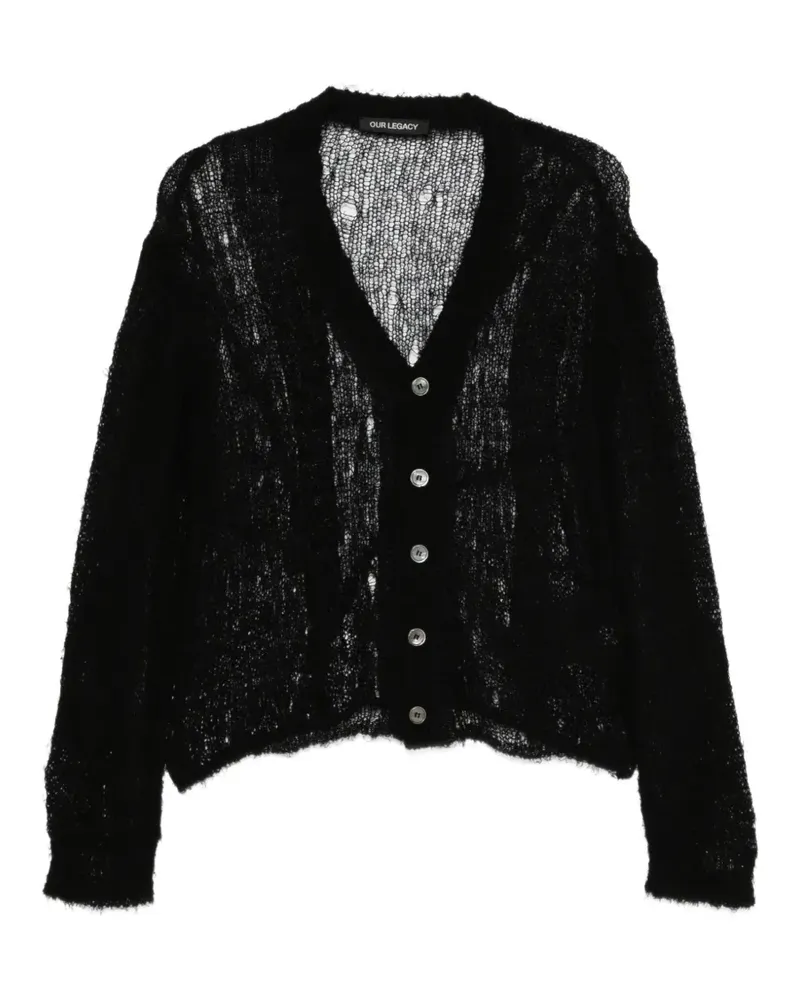 Our Legacy Academy ragged open-knit cardigan - Schwarz Schwarz