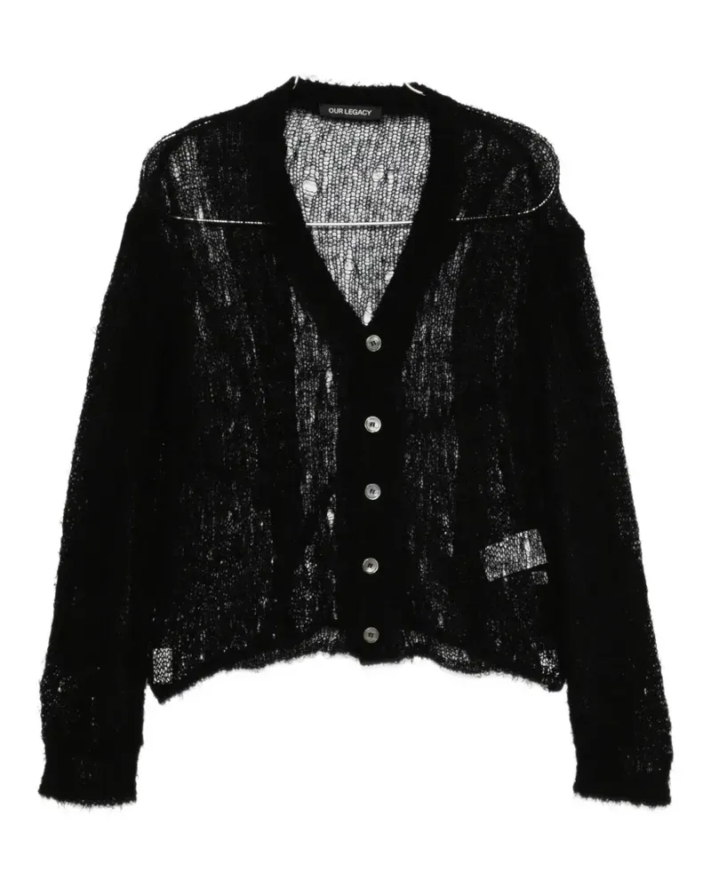 Our Legacy Academy ragged open-knit cardigan - Schwarz Schwarz