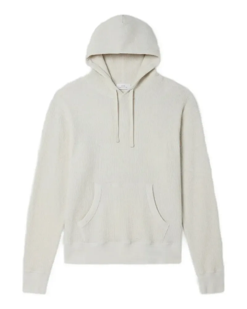 Save Khaki United waffle-knit pouch-pocket hoodie - Grau Grau