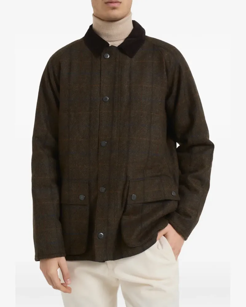 Barbour check-pattern corduroy-collar coat - Grün Grün