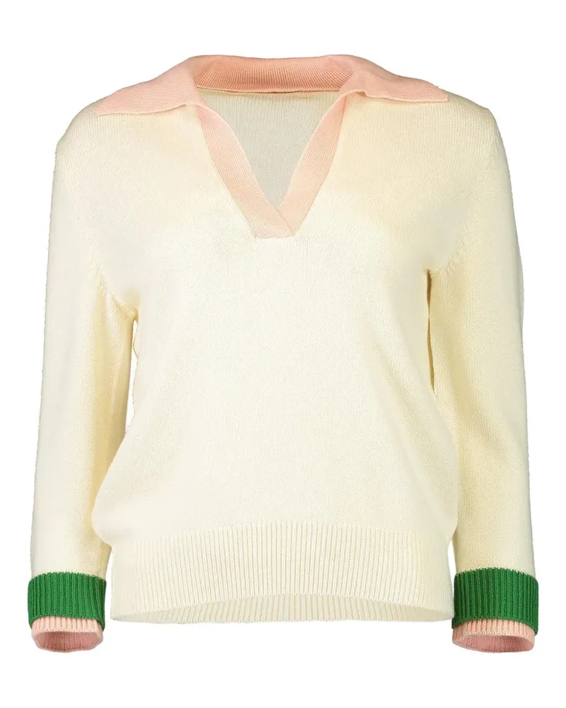Oscar de la Renta V-neck colour-block sweater - Nude Nude