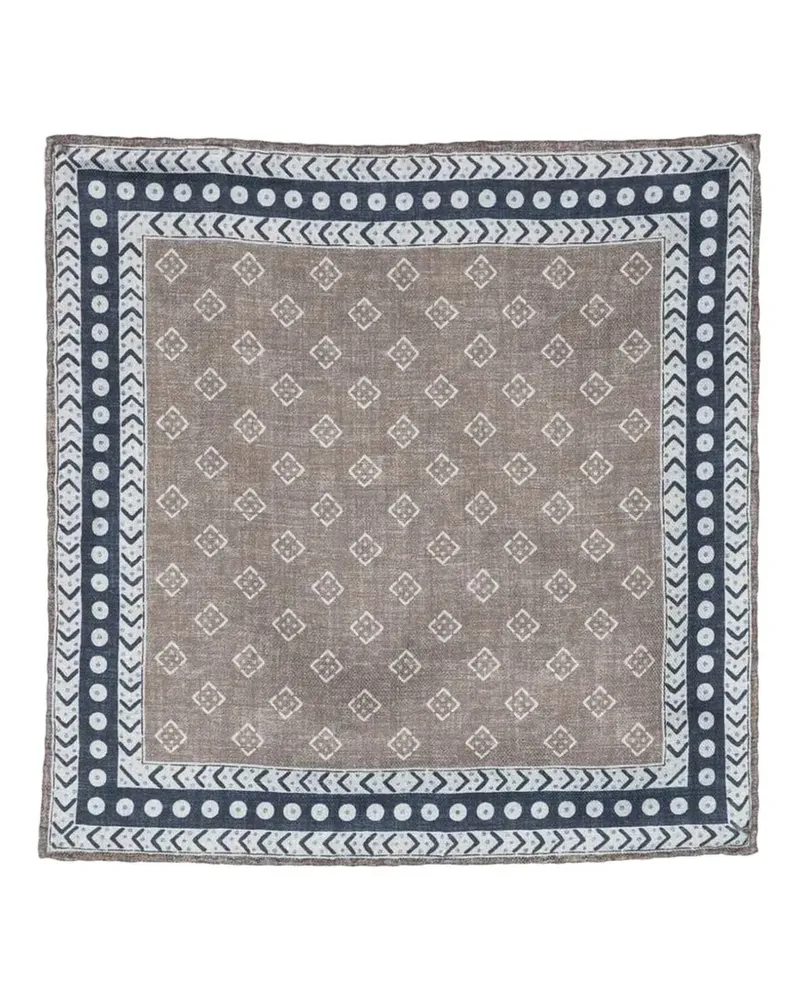Brunello Cucinelli geometric-pattern silk pocket square - Nude Nude
