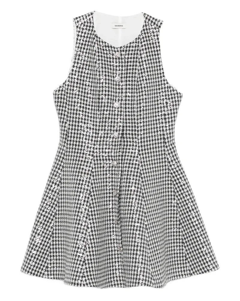 Sandro Kleid mit Hahnentrittmuster - Schwarz Schwarz