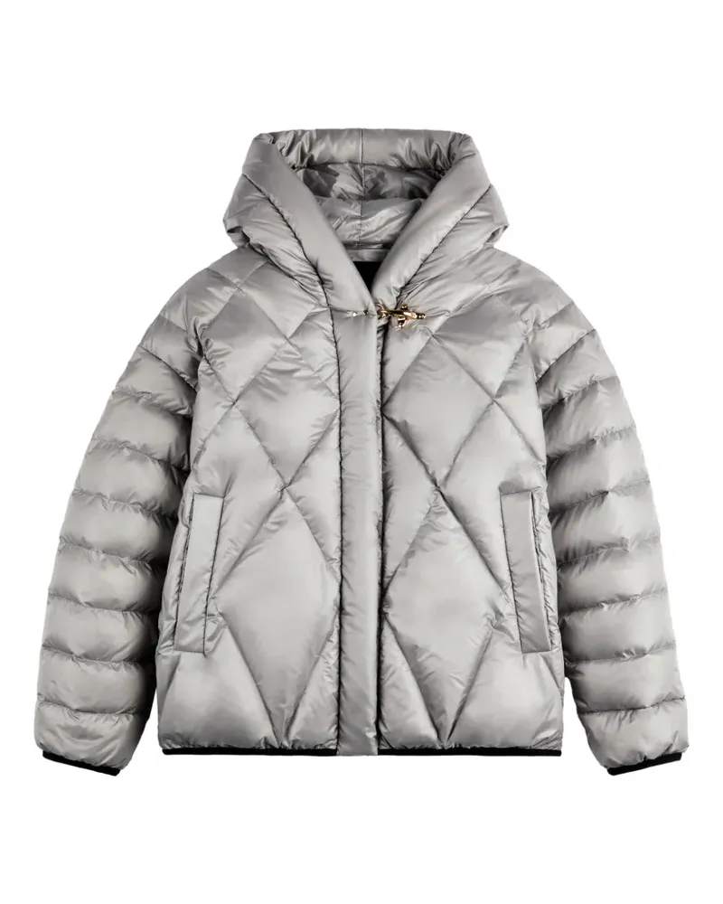 Fay Gesteppte Kapuzenjacke mit Argyle-Muster - Grau Grau