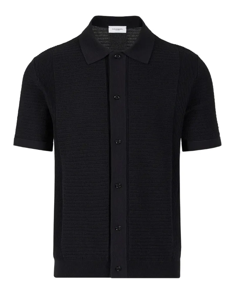 Paolo Pecora Milano textured-knit short-sleeve shirt - Schwarz Schwarz