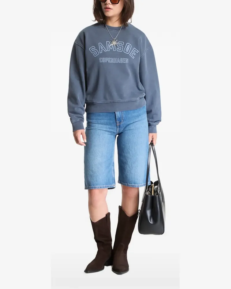 Samsøe & Samsøe Savan Sweatshirt mit Logo - Blau Blau