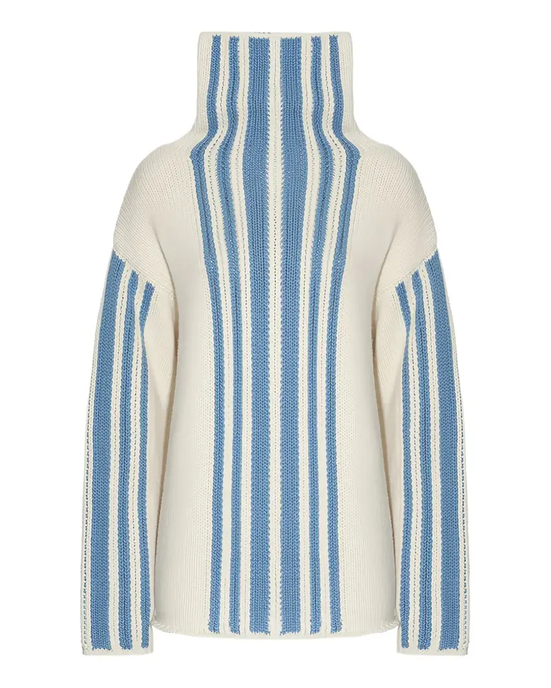 Malo Intarsien-Pullover mit Stehkragen - Weiß Weiß