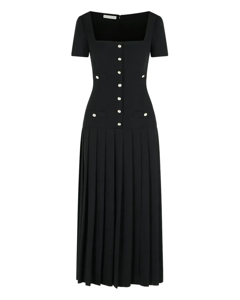 Alessandra Rich Midikleid mit eckigem Ausschnitt - Schwarz Schwarz