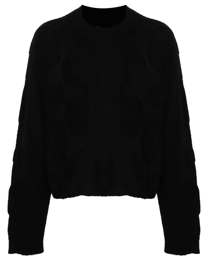 Heliot Emil Cropped-Pullover in Spiralstrick Schwarz