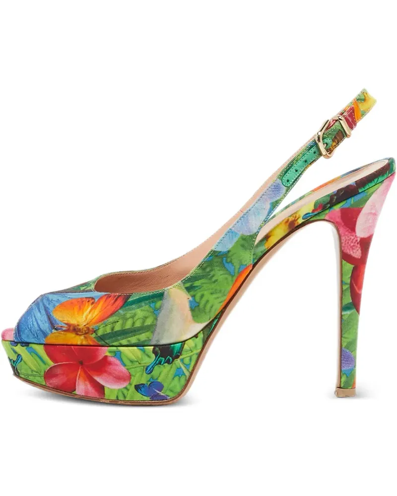 Gianvito Rossi Flower Slingback-Sandalen - Grün Grün