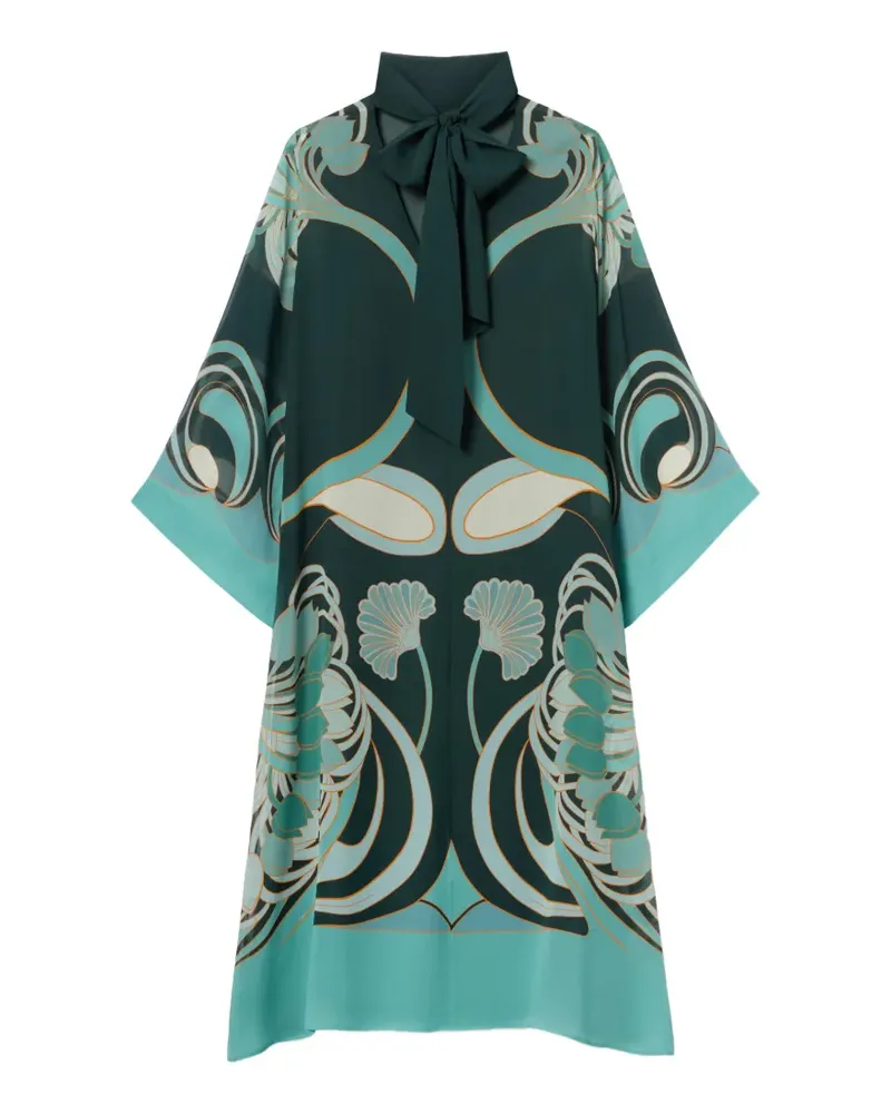 La DoubleJ Blumenkleid mit Schleifenkragen - Grün Grün