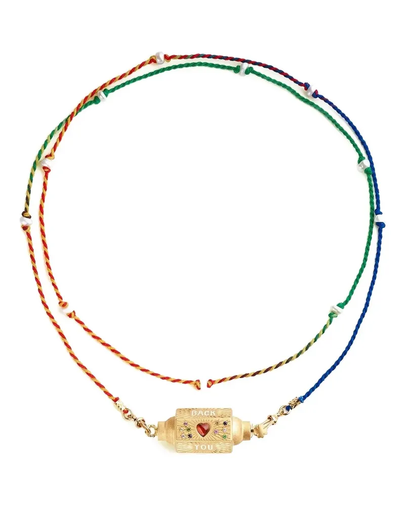 Marie Lichtenberg 14kt Heart Locket Gelbgoldhalskette mit Saphiren Gold
