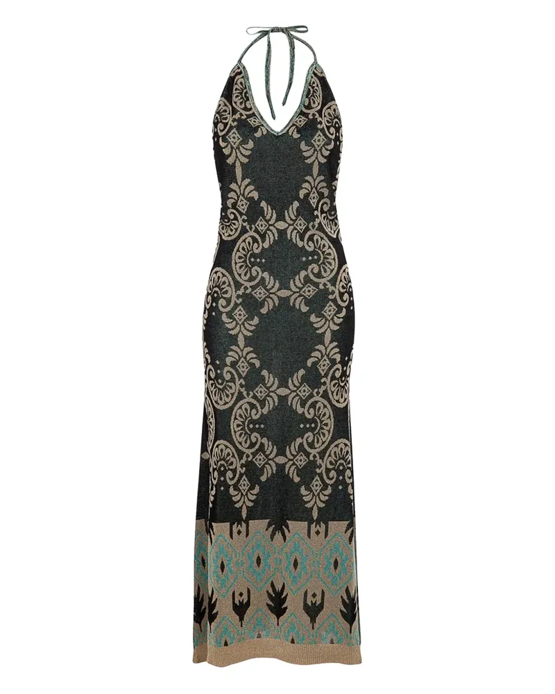 AKEP Neckholder-Kleid mit abstraktem Muster - Schwarz Schwarz