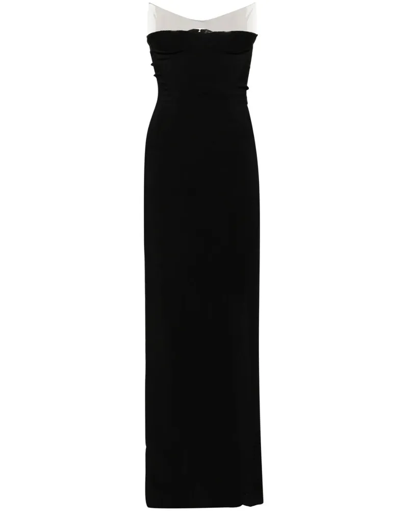 Thierry Mugler Schulterfreies Maxikleid Schwarz